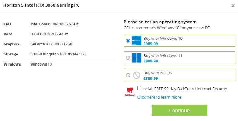 Windows 11 OS option on our Home PCs.