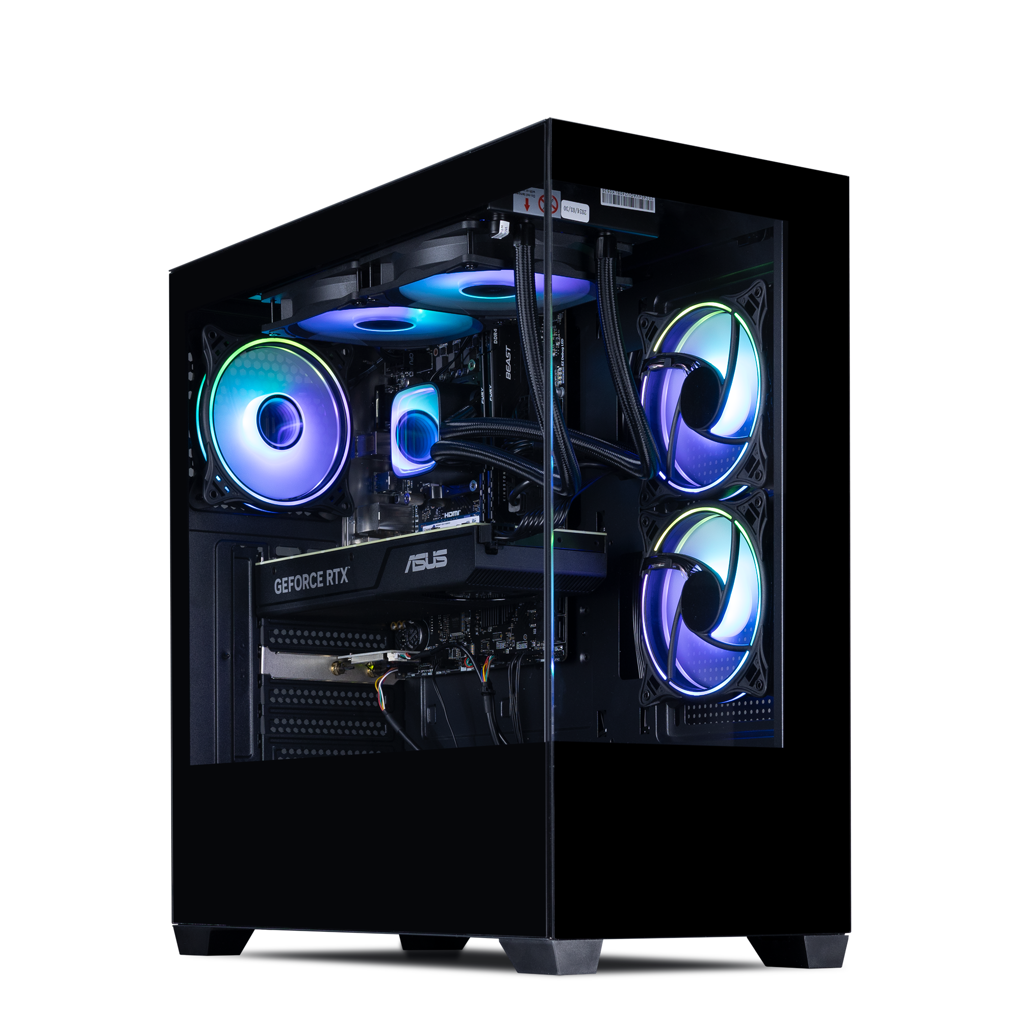 A black mid-tower gaming PC