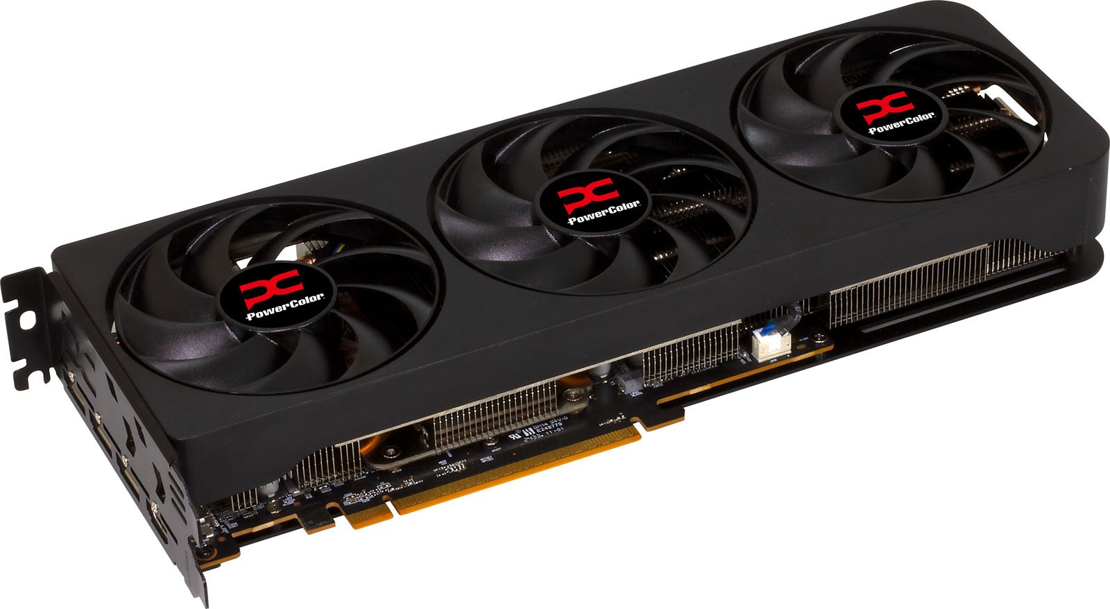 Powercolor reaper radeon rx 9070 | 16gb gddr6 256-bit | rdna 4 pcie 5. 0 | grafična kartica 3 Powercolor reaper radeon rx 9070 poševni pogled na hladilnik in ventilatorje