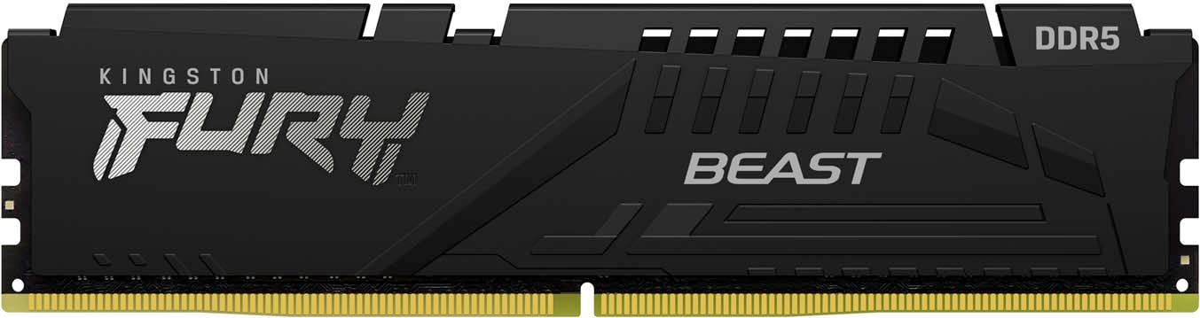 Kingston fury beast kf556c40bb-32 črni ddr5 modul pogled s sprednje strani
