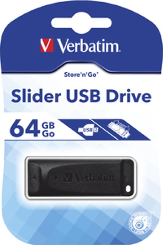 Verbatim Slider (64GB) Portable USB 2.0 Drive with Retractable Sliding ...