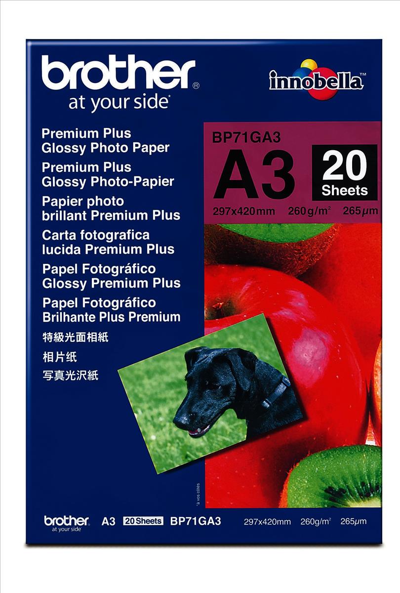 Brother BP71GA3 Innobella Premium Plus Glossy (A3) 260g/m2 Photo Paper ...