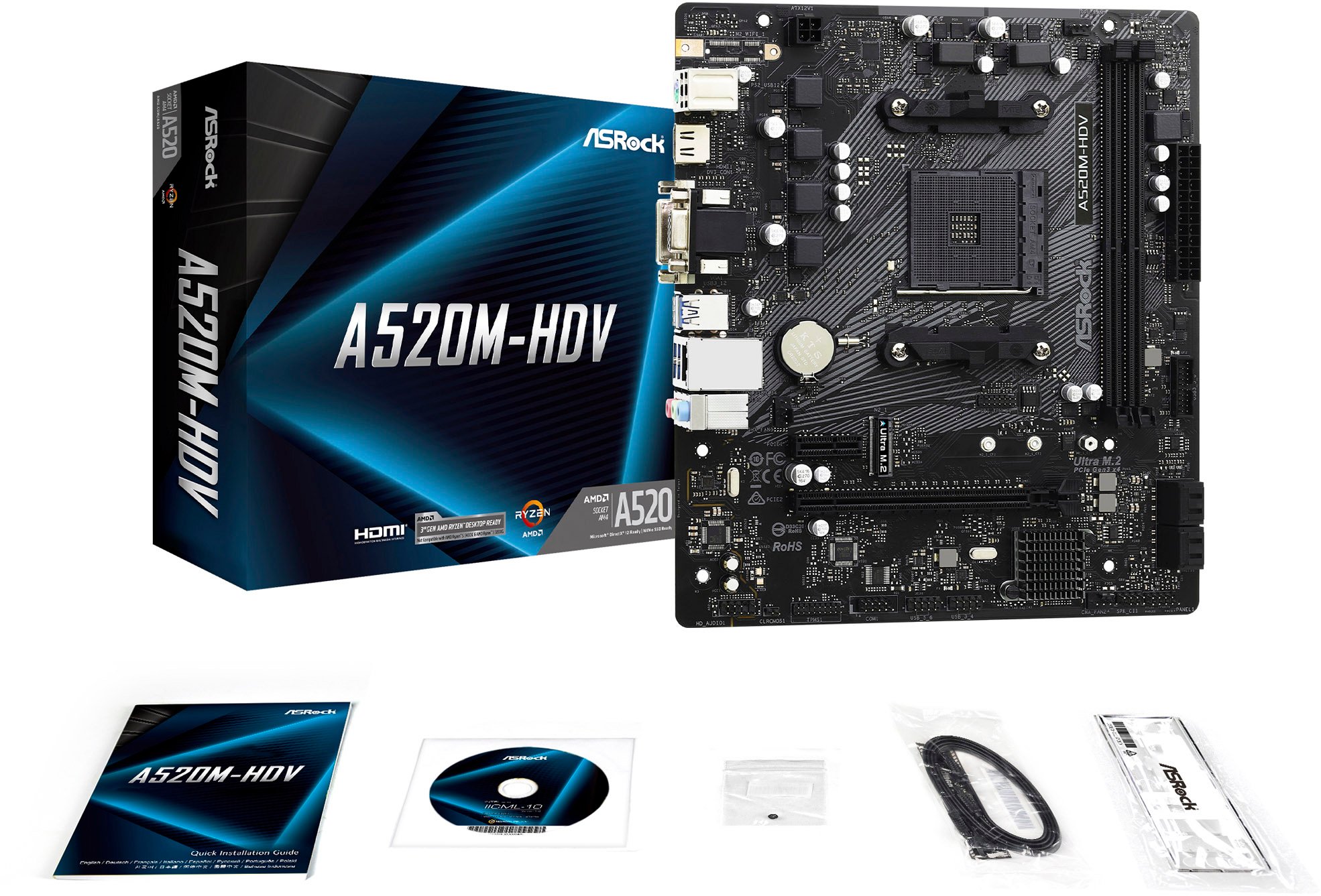 ASRock A520M-HDV AMD Socket AM4 A520 Chipset MicroATX Motherboard