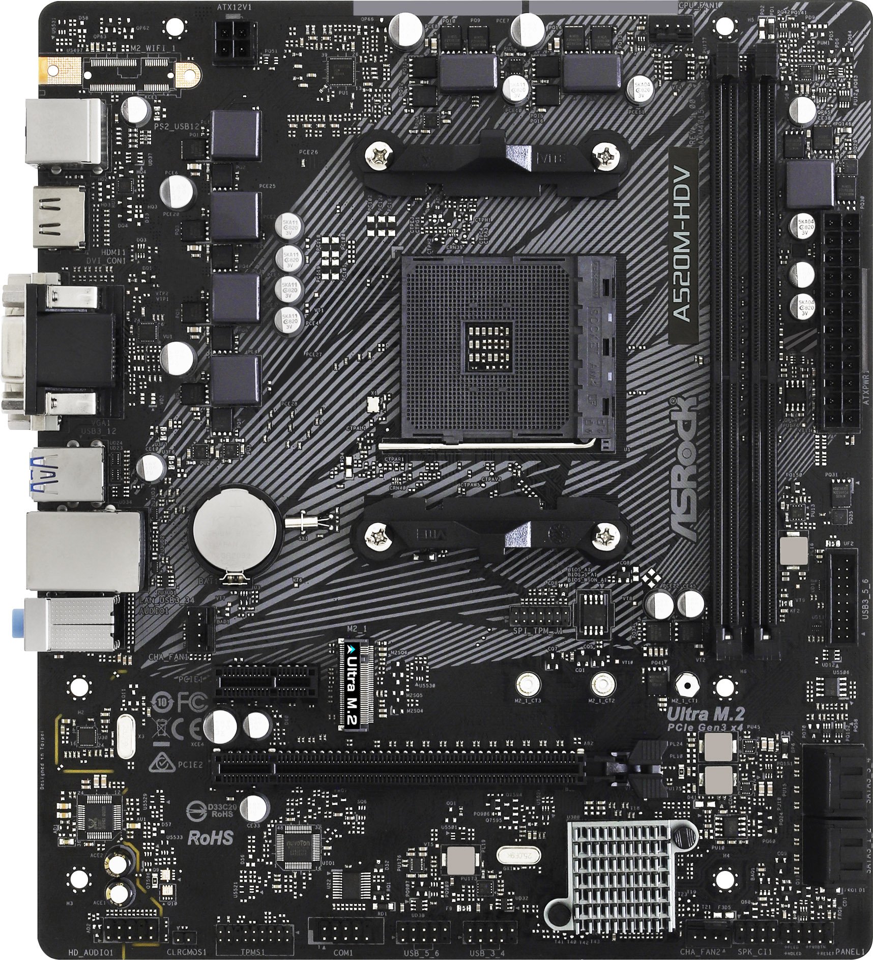 ASRock A520M-HDV AMD Socket AM4 A520 Chipset MicroATX Motherboard