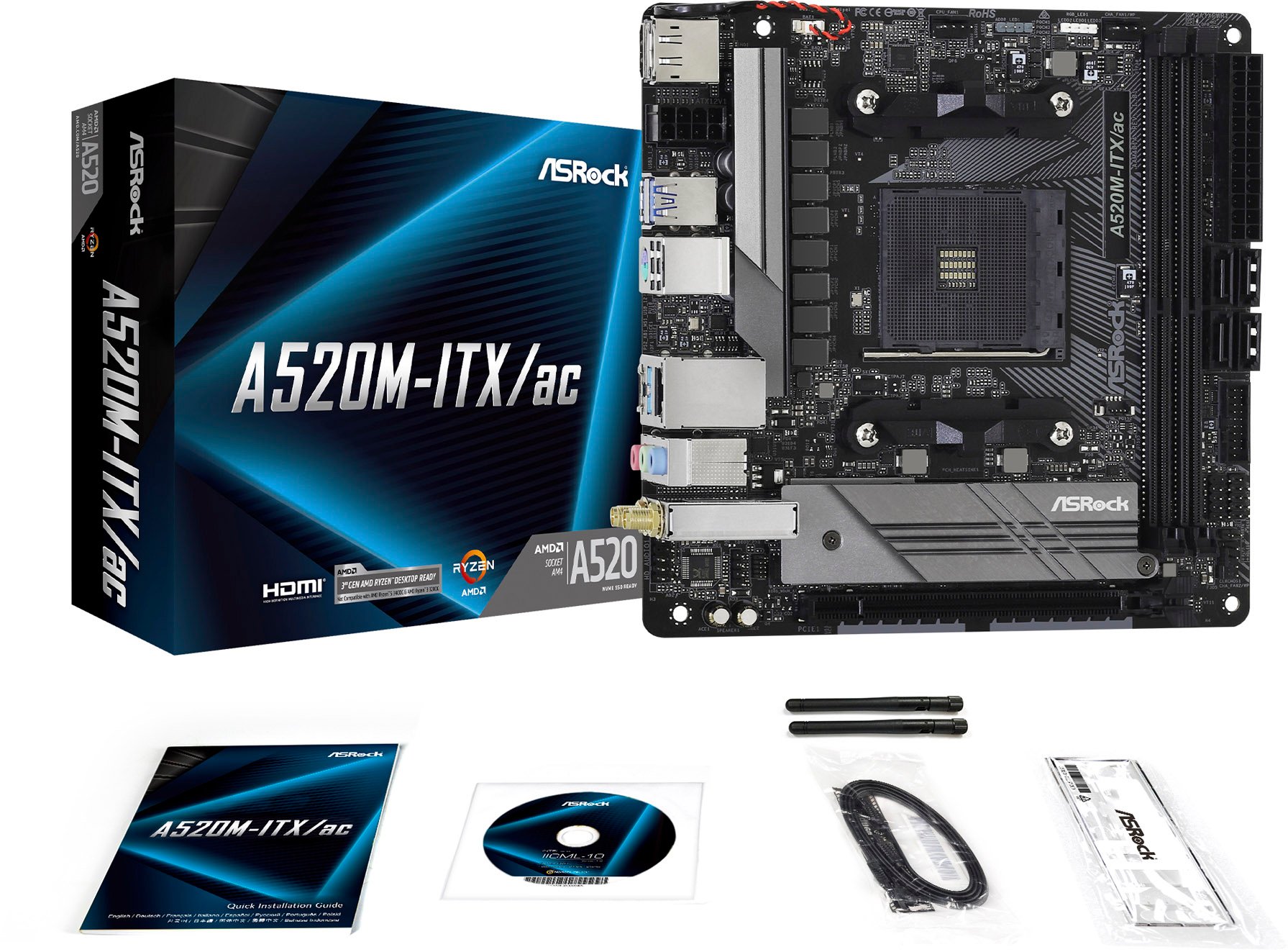 新品未開封品　ASRock A520M-ITX/ac マザーボード A520M-ITX/ac | ASRock マザーボード AMD A520チップセット | 株式会社