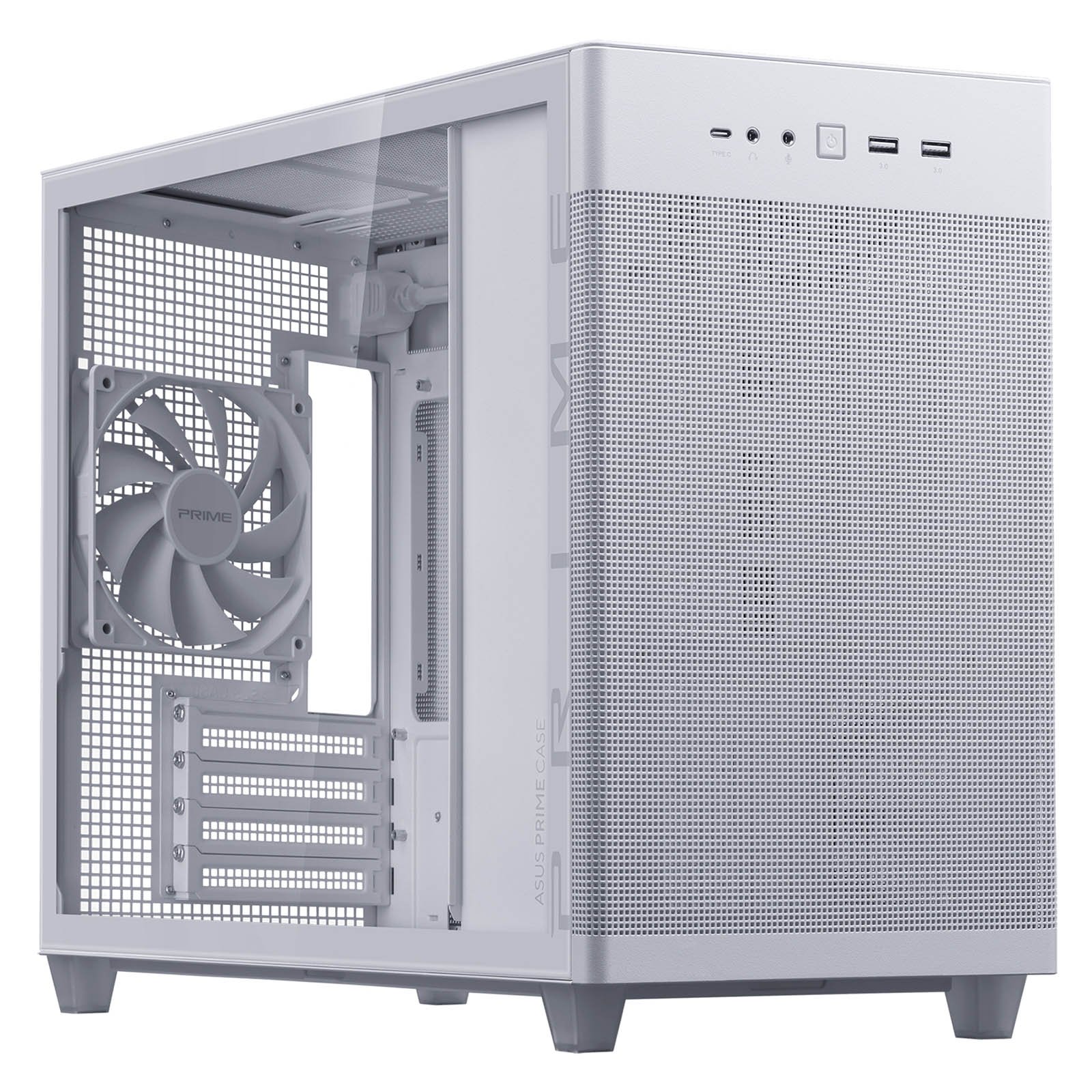 ASUS Prime AP201 mATX Gaming Case in White with Tempered Glass