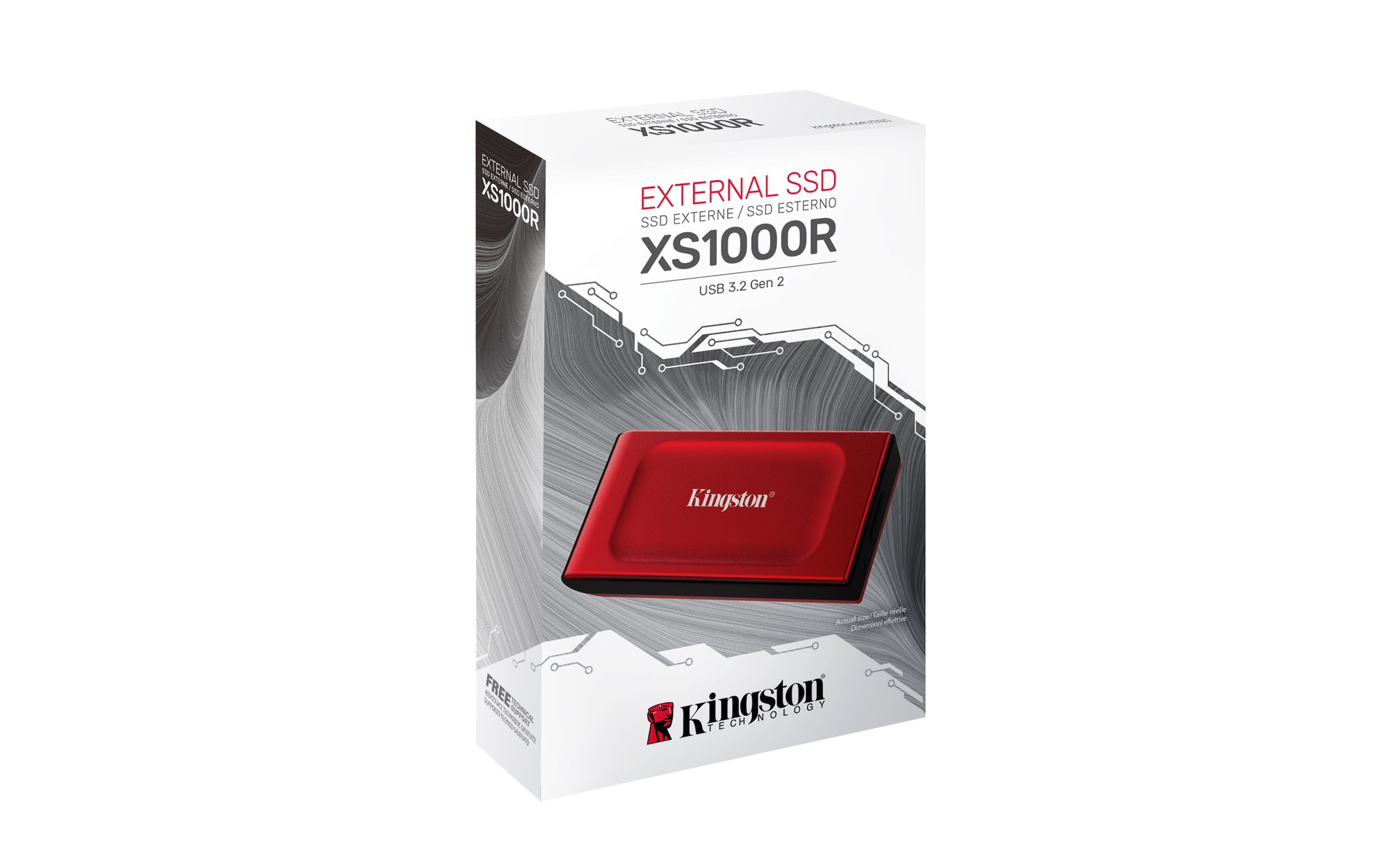 Kingston XS1000 2TB USB 3.2 Gen2 External SSD Drive in Red - CCL