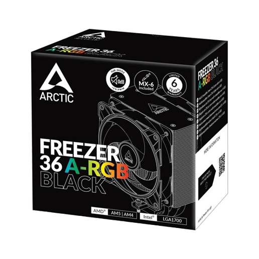 Arctic Freezer 36 A-RGB Black Multi Compatible Tower CPU Cooler with A-RGB