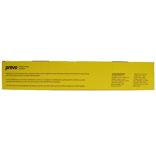 Prevo MS03 Wireless Stereo Soundbar with Bluetooth