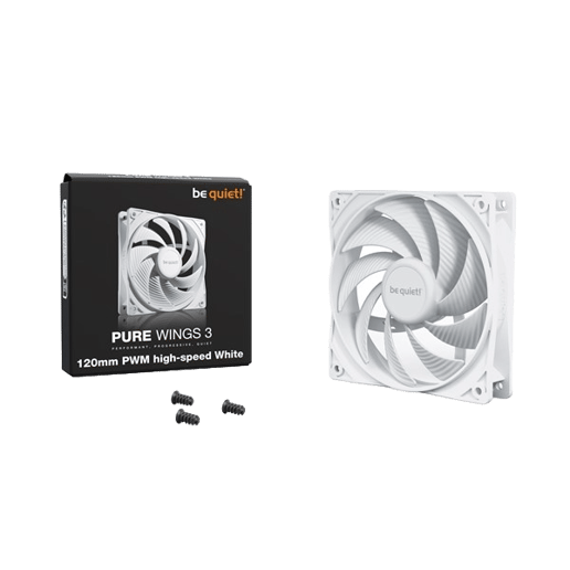 Be Quiet Pure Wings 3 PWM High Speed 120mm Chassis Fan in White