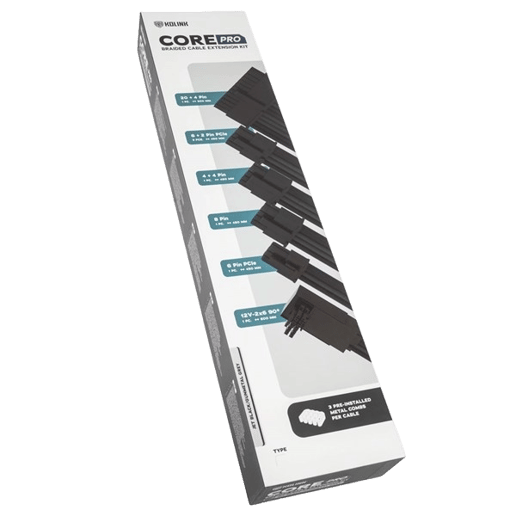 Core Pro Braided Cable Extension Kit -  Jet Black and Gunmetal