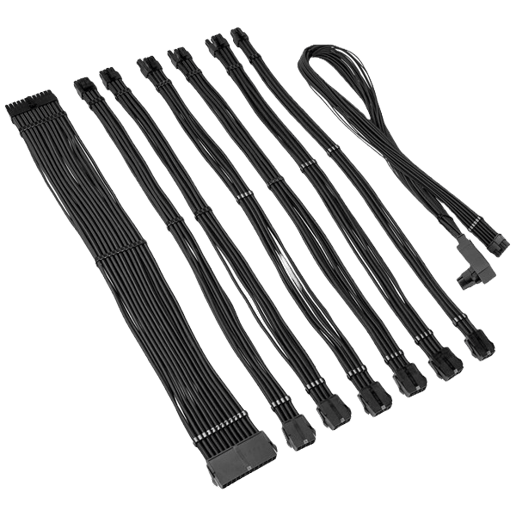Kolink Core Pro Braided Cable Extension Kit 12V-2x6 Type 1 - Jet Black/Gunmetal