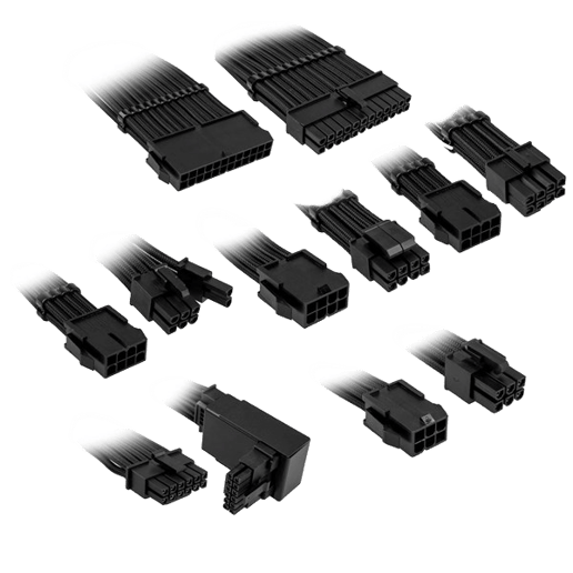 Kolink Core Pro Braided Cable Extension Kit 12V-2x6 Type 1 - Jet Black/Gunmetal