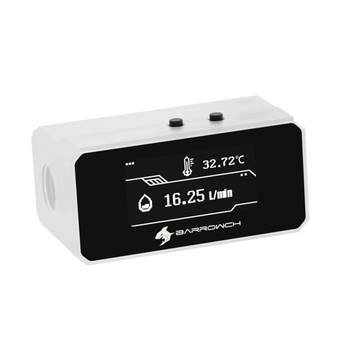 Barrow G1/4 Digital OLED Display Flow and Temperature Sensor - White