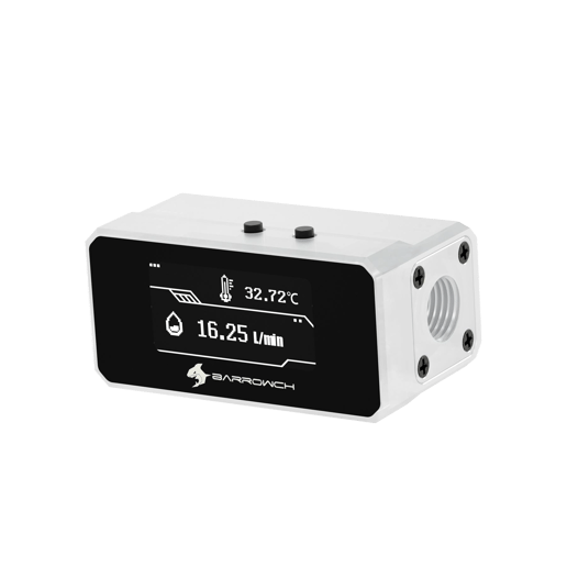 Barrow G1/4 Digital OLED Display Flow and Temperature Sensor - White