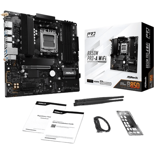ASRock B850M Pro-A WiFi mATX Motherboard for AMD Socket AM5 CPUs