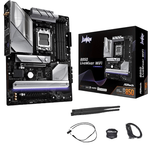 ASRock B850 LiveMixer WiFi ATX Motherboard for AMD Socket AM5 CPUs