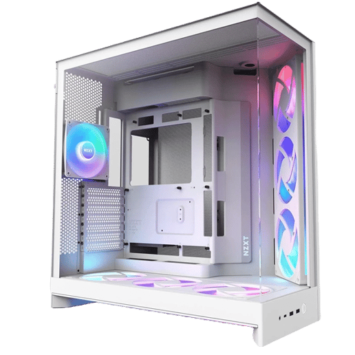 NZXT H9 Flow RGB+ Mid Tower Gaming Case - White 
