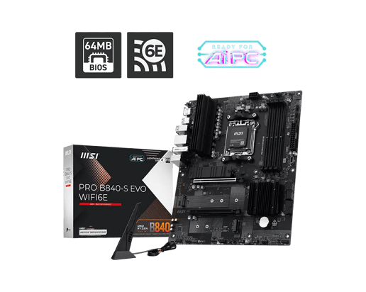 MSI Pro B840-S EVO WIFI6E AM5 ATX Motherboard
