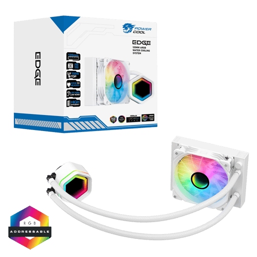 Edge White ARGB All-In-One 120mm Intel and AMD CPU Infinity Watercooler