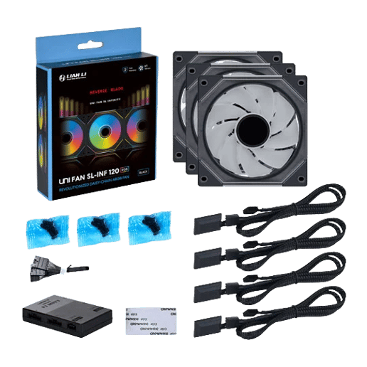 Lian Li UNI SL120 INF Reverse Addressable RGB Black 120mm Triple Fan Pack
