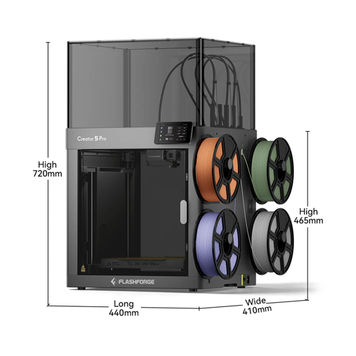 Flashforge Creator 5 Pro 4-Toolheads Enclosed Multi-Color 3D Printer