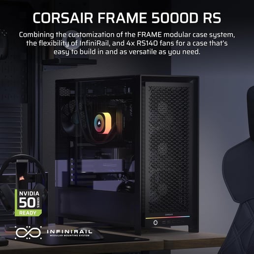 Corsair FRAME 5000D RS Mid Tower Gaming Case - Black 