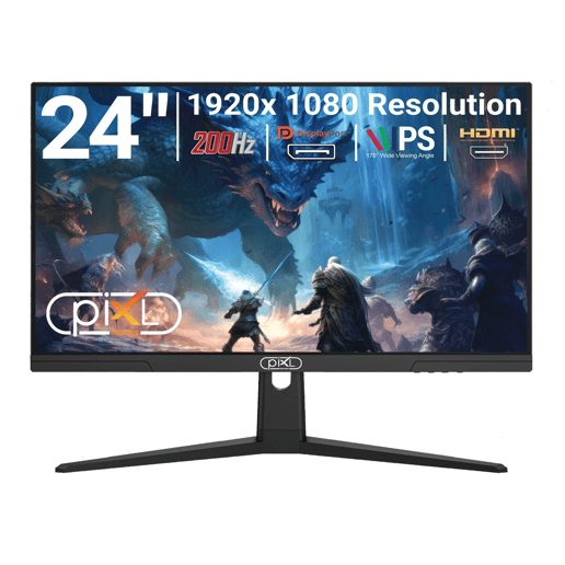 piXL X-Series GS24IDPHA 24.5 Inch Full HD IPS Gaming Monitor with 200Hz Refresh Rate, 1920 x 1080 Resolution, 0.5ms Response Time, HDMI 2.0 & DisplayPort 1.4