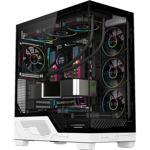 Powercool PC-ULTRA-WHT Mid Tower Gaming Case - Black/White 