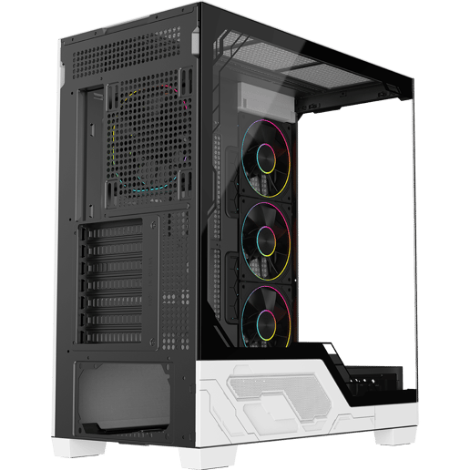 Powercool PC-ULTRA-WHT Mid Tower Gaming Case - Black/White 