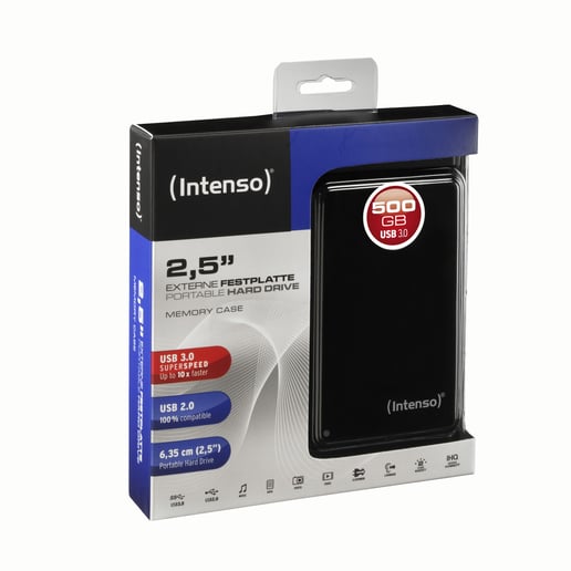 500GB Intenso Memory Case Desktop External Hard Drive - USB 3.2 Gen 1