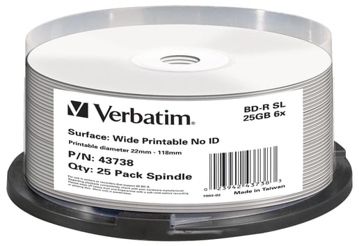 Verbatim (25GB) BD-R 6x Spindle Pack of 25