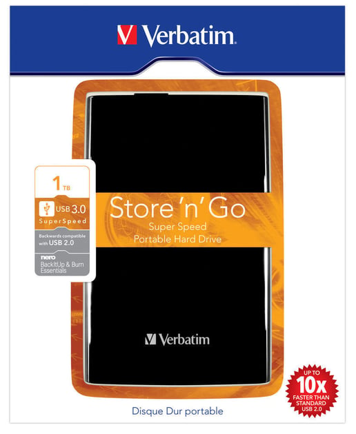 1TB Verbatim Store n Go  Desktop External Hard Drive - USB 3.2 Gen 1
