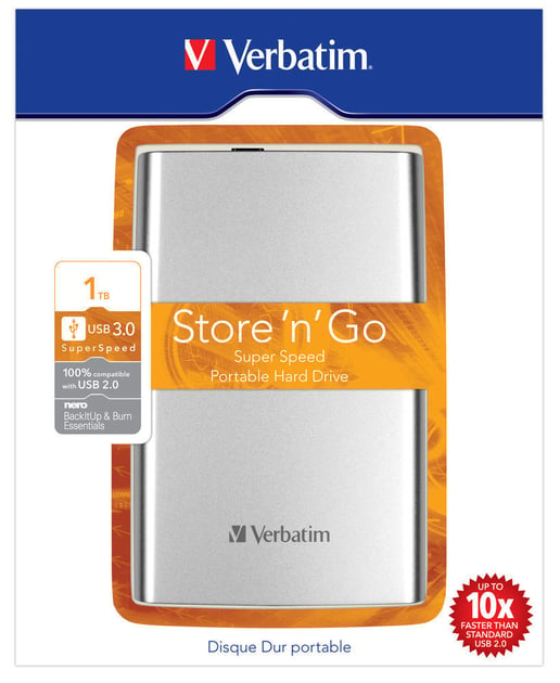 1TB Verbatim Store n Go  Desktop External Hard Drive - USB 3.2 Gen 1
