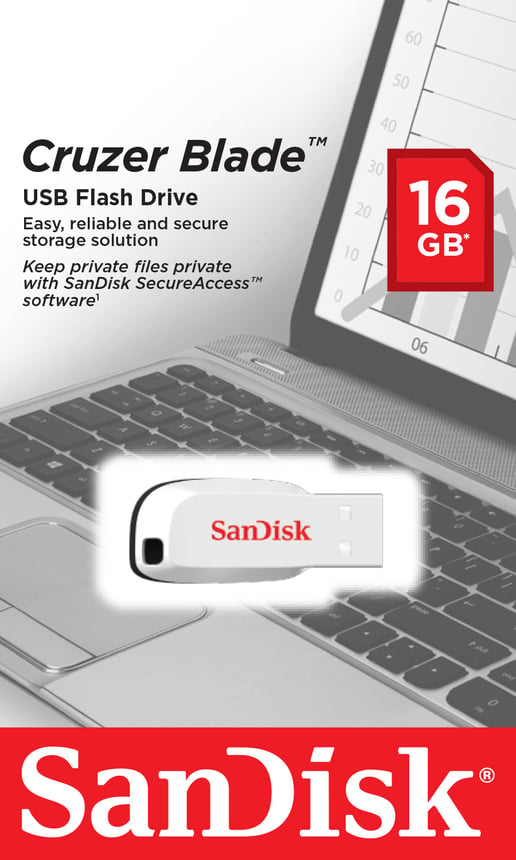 SanDisk (16GB) Cruzer Blade USB Flash Drive (White)