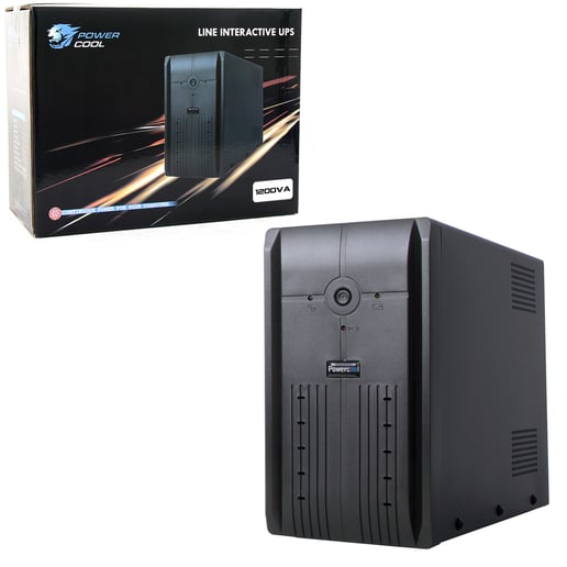 Powercool Smart UPS 1200VA - 3 x UK Plug, 3 x IEC, 2 x RJ45, USB, LED indicators