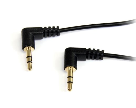 StarTech.com (1 feet) Slim 3.5mm Right Angle Stereo Audio Cable Male/Male (Black)