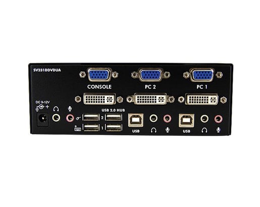 StarTech.com 2-Port DVI VGA Dual Monitor KVM Switch USB with Audio and USB 2.0 Hub