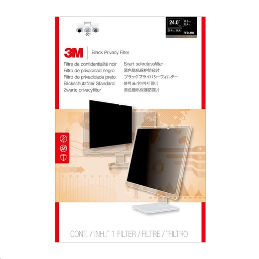 3M PF240W1B Frameless Black Privacy Filter for 24.0 inch Widescreen Monitors (16:10) - 98044054181 / 7100026029 (Legacy Code PF24.0W)