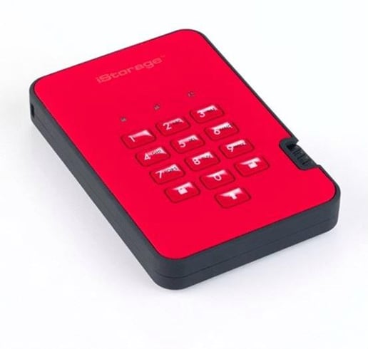 iStorage diskAshur2 (4000GB) Solid State Drive USB 3.1 Encrypted 256-bit (Fiery Red)