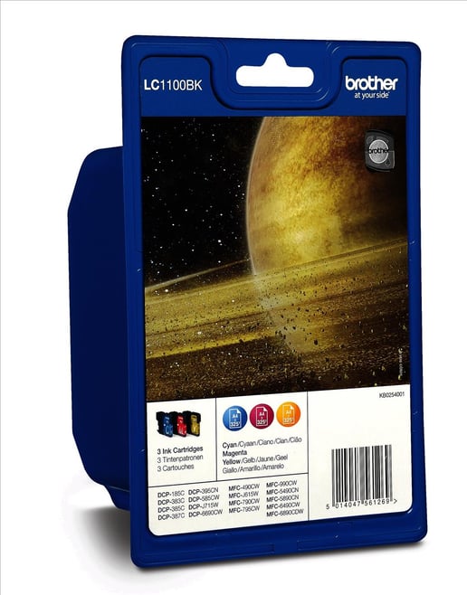 Brother LC1100 Rainbow Pack Ink Cartridges Cyan/Magenta/Yellow (Yield: 325 Pages)