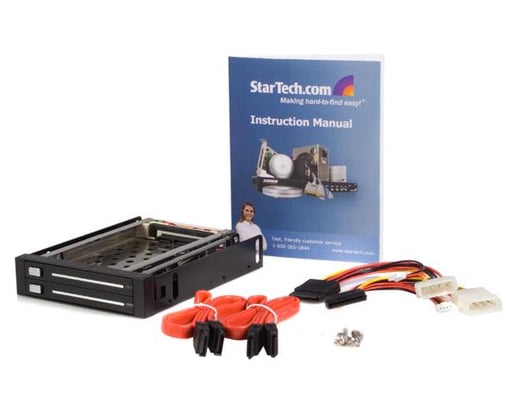StarTech.com 2 Drive 2.5 inch Trayless Hot Swap SATA Mobile Rack Backplane Storage bay Adaptor (Black)