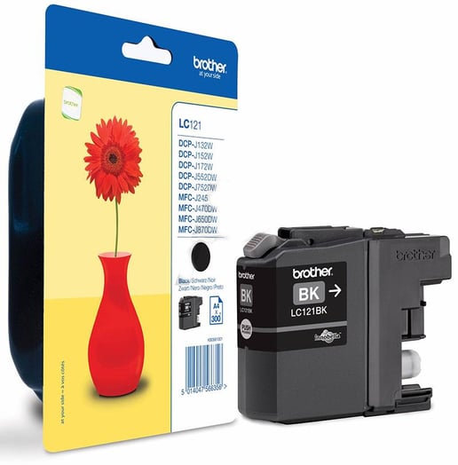 Brother LC121BK (Yield: 300 Pages) Black Ink Cartridge