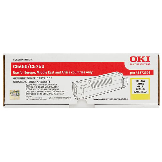 OKI 43872305 (Yield: 2,000 Pages) Yellow Toner Cartridge