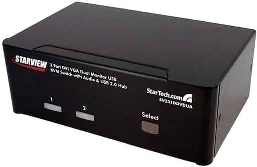 StarTech.com 2-Port DVI VGA Dual Monitor KVM Switch USB with Audio and USB 2.0 Hub