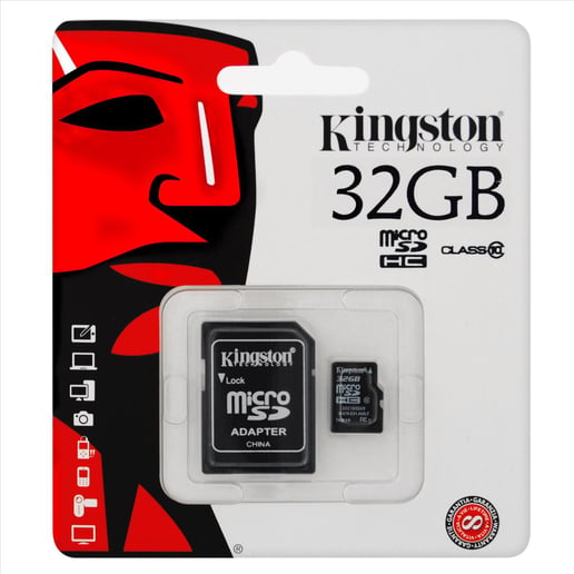Kingston 32GB microSDHC UHS-I Class 10 Memory Card with Adaptor
