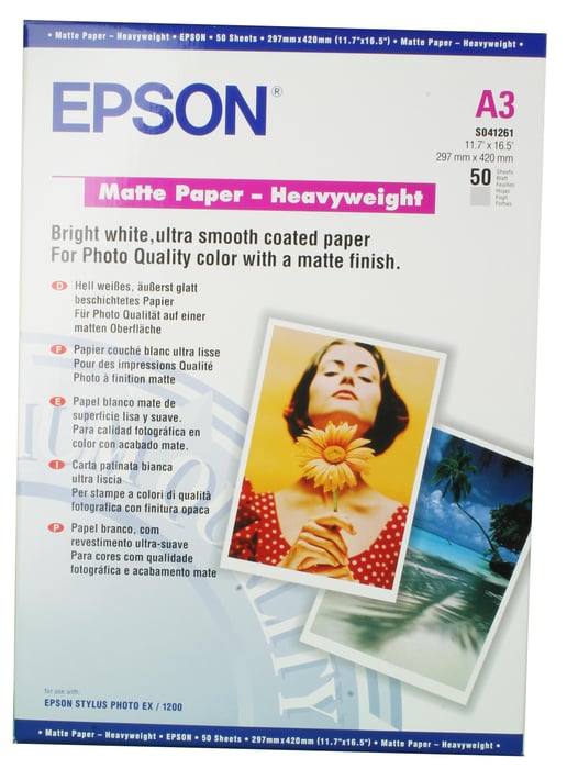 Epson (A3) Heavy Weight Matte Paper (50 Sheets) 167gsm (White)