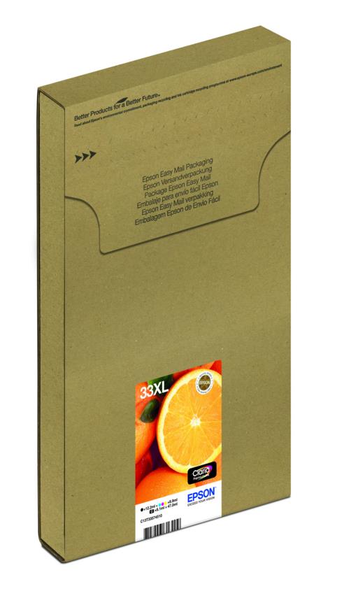 Epson Oranges 33XL (Black 12.2 ml + Photo Black 8.1 ml + Cyan, Magenta, Yellow 8.9 ml) Claria Premium Multipack Ink Cartridges EasyMail Pack for Expression Premium XP-530/XP-630/XP-635/XP-830 Printers