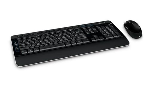 Microsoft Wireless Desktop 3050 Keyboard 128-bit Encryption and Blue Track Optical Mouse