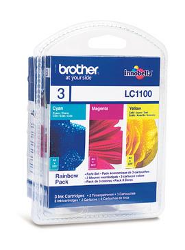 Brother LC1100 Rainbow Pack Ink Cartridges Cyan/Magenta/Yellow (Yield: 325 Pages)
